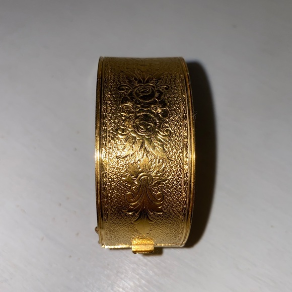 Antique Victorian Revival Vintage Hinged Gold Cuff - Picture 1 of 6